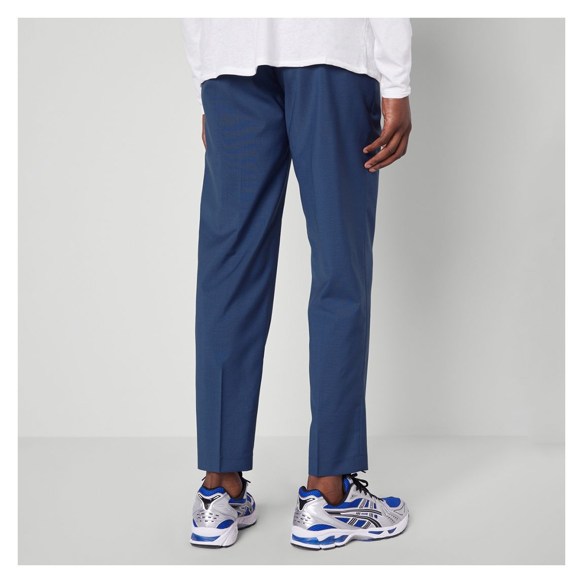 Navy Wool Ankle Trousers
