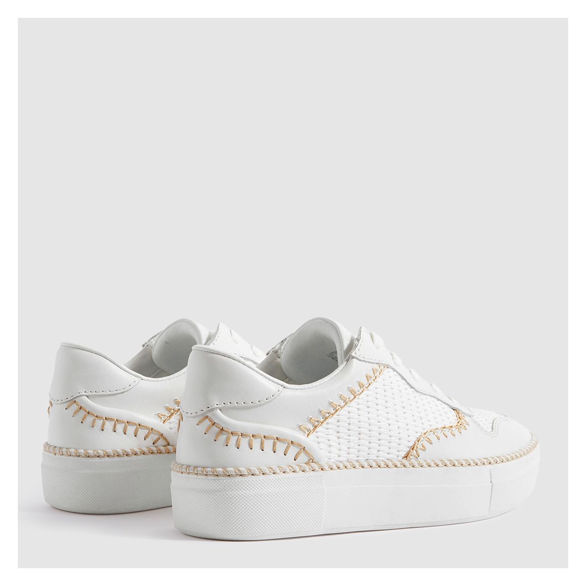 White Lottie Leather Raffia Trainers