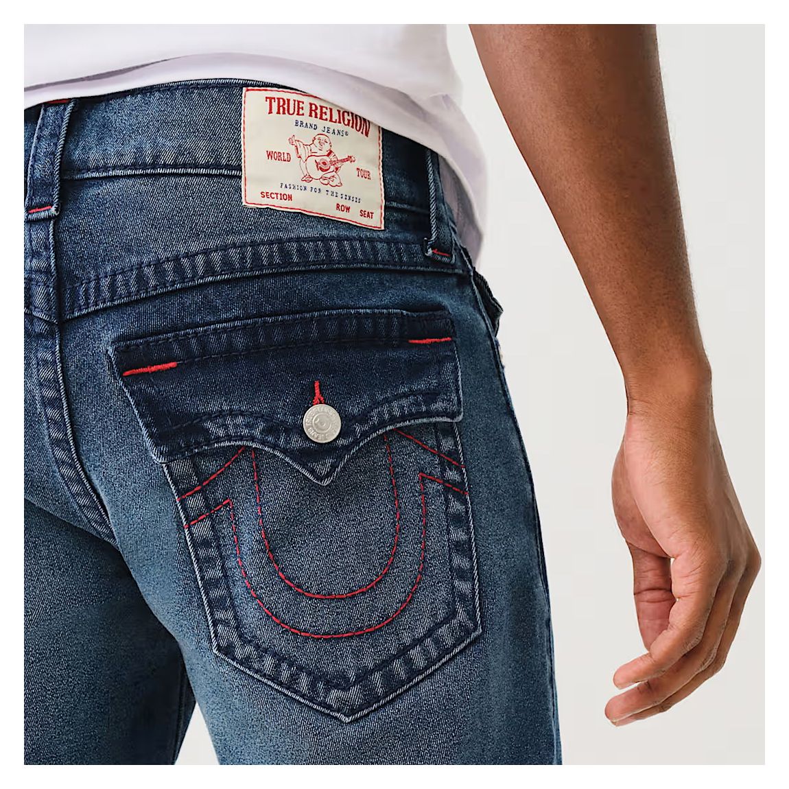 Jeans True Religion Ricky Big T Stitch Azul Marino, Bolsillos De