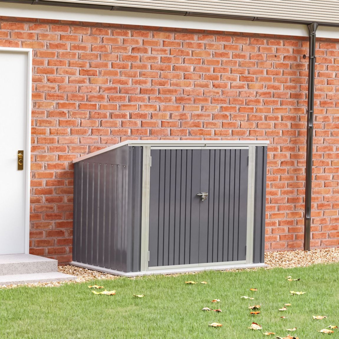 Medium Grey Garden Heavy Duty Steel Bicycle Storage Shed