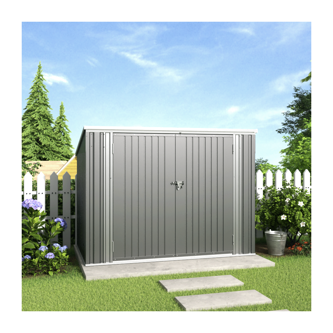 Medium Grey Garden Heavy Duty Steel Bicycle Storage Shed