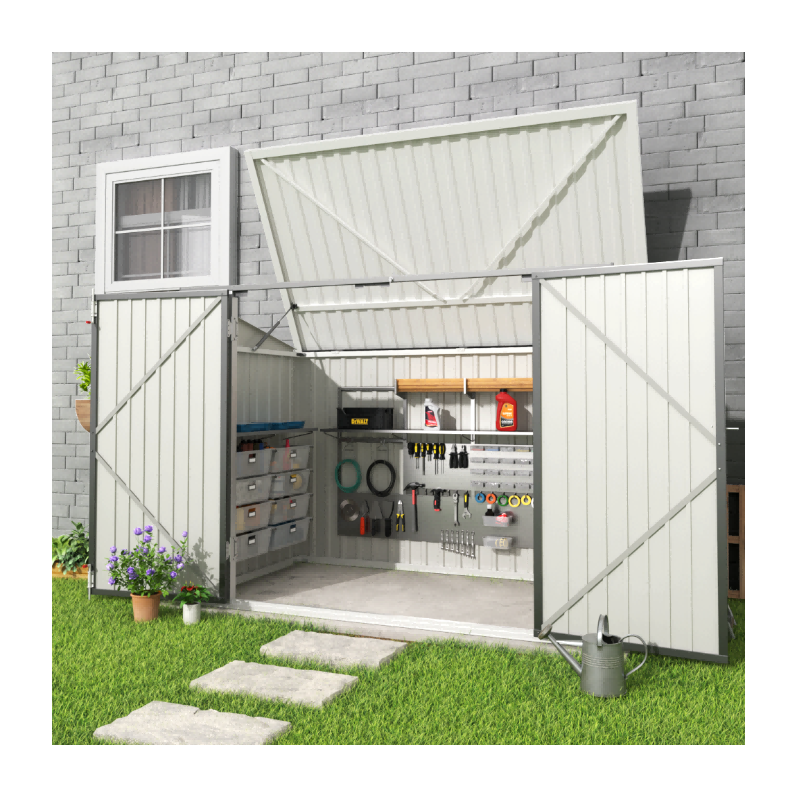 Medium Grey Garden Heavy Duty Steel Bicycle Storage Shed