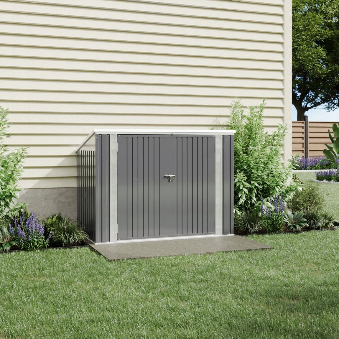 Medium Grey Garden Heavy Duty Steel Bicycle Storage Shed