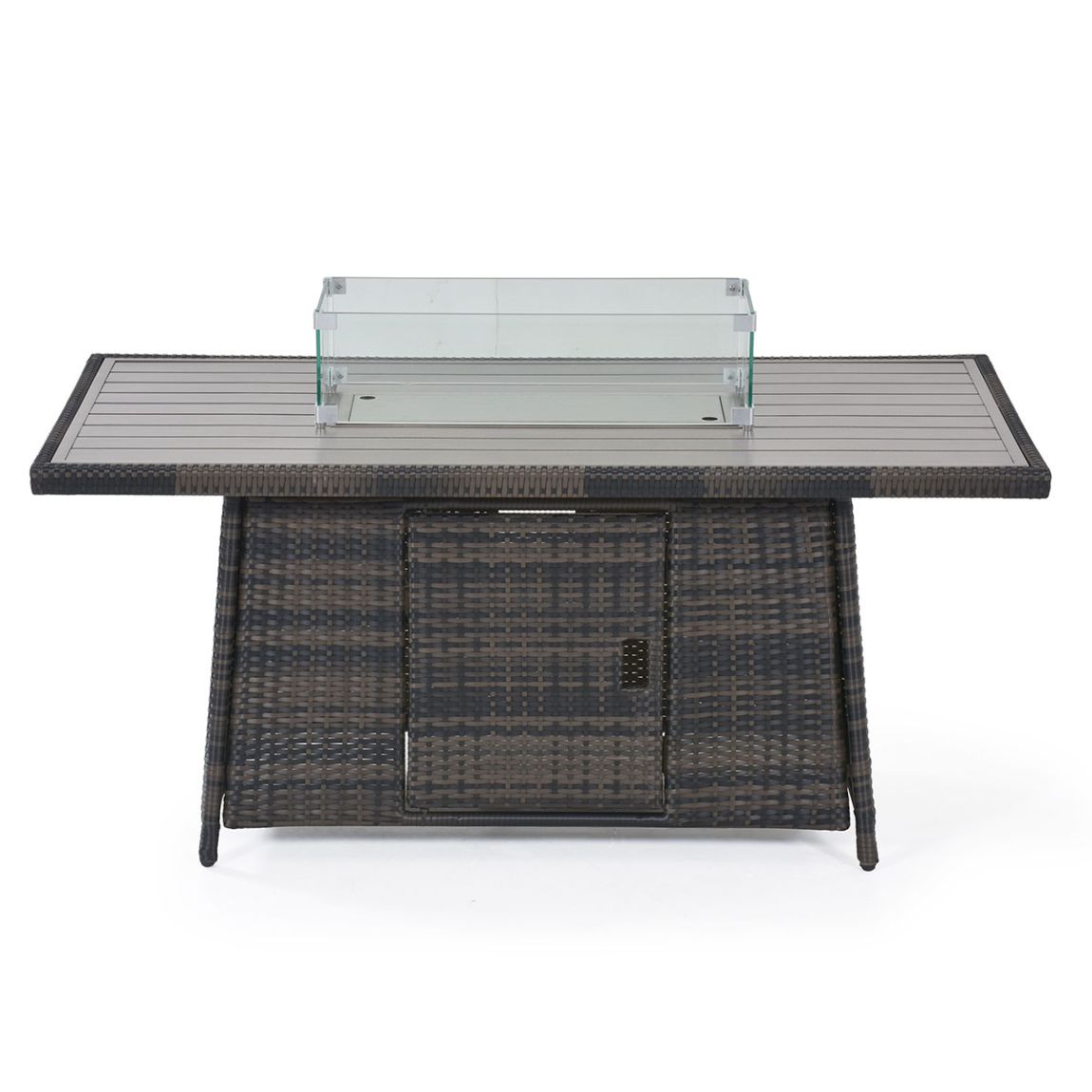 Kingston Corner Dining Set with Fire Pit, Brown