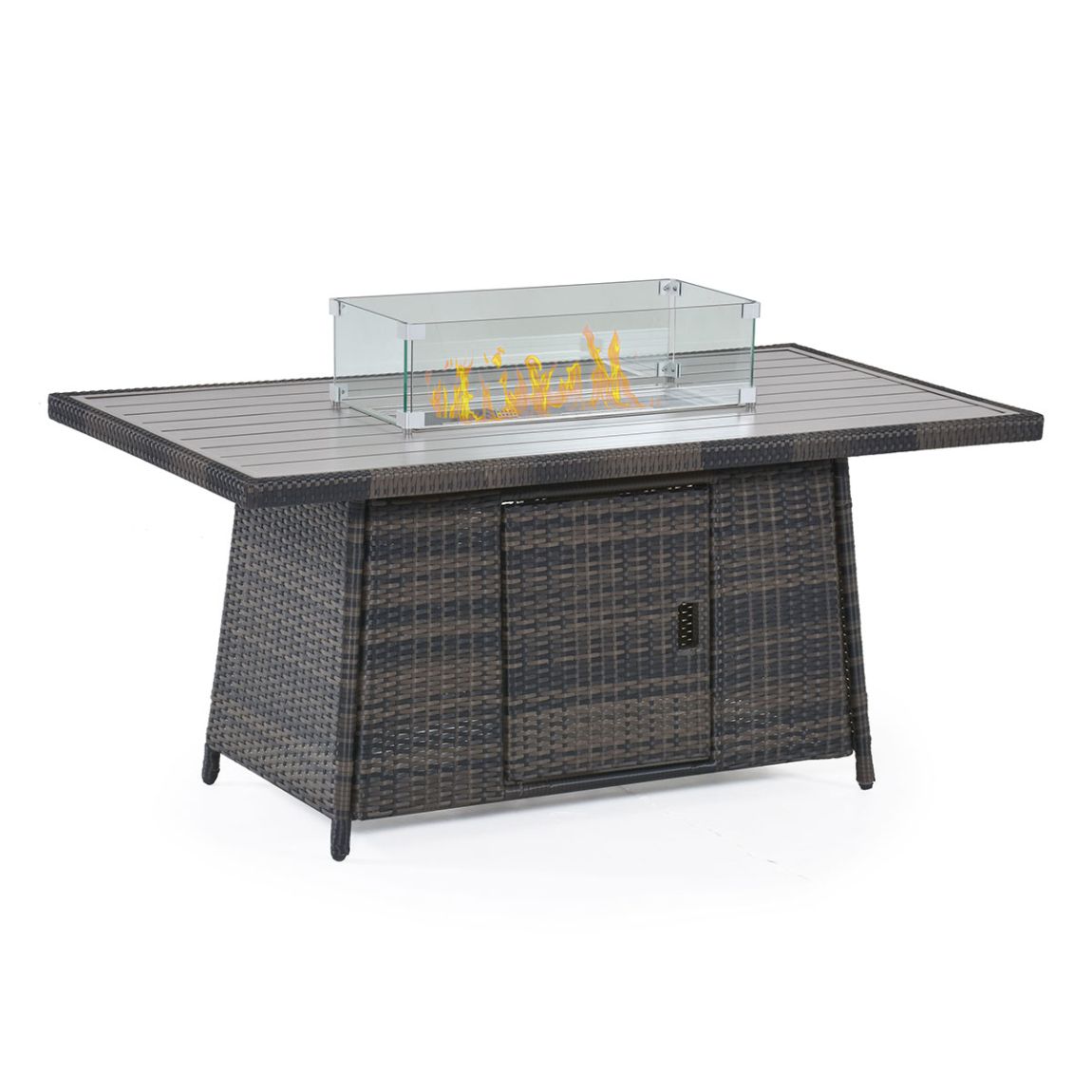 Kingston Corner Dining Set with Fire Pit, Brown