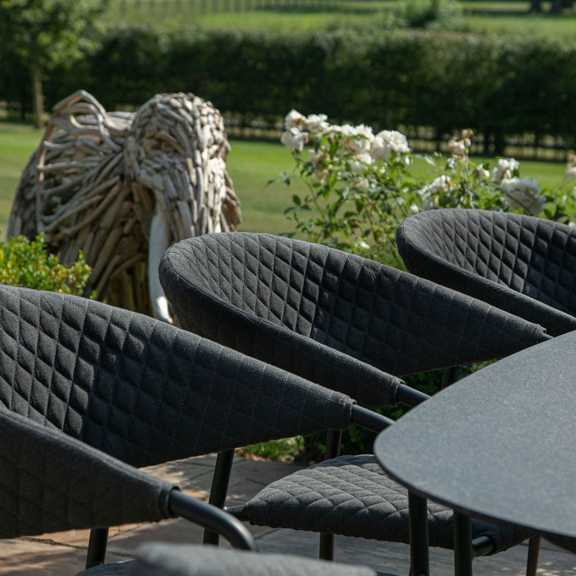 Pebble 8 Seat Oval Dining Set, Charcoal