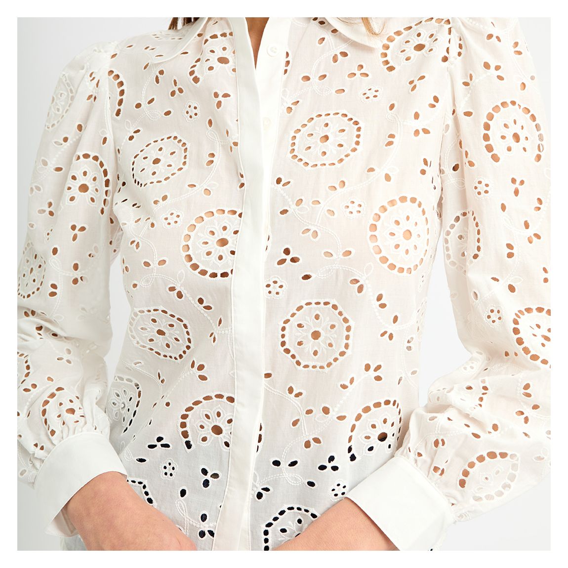 WHITE BRODERIE SHIRT