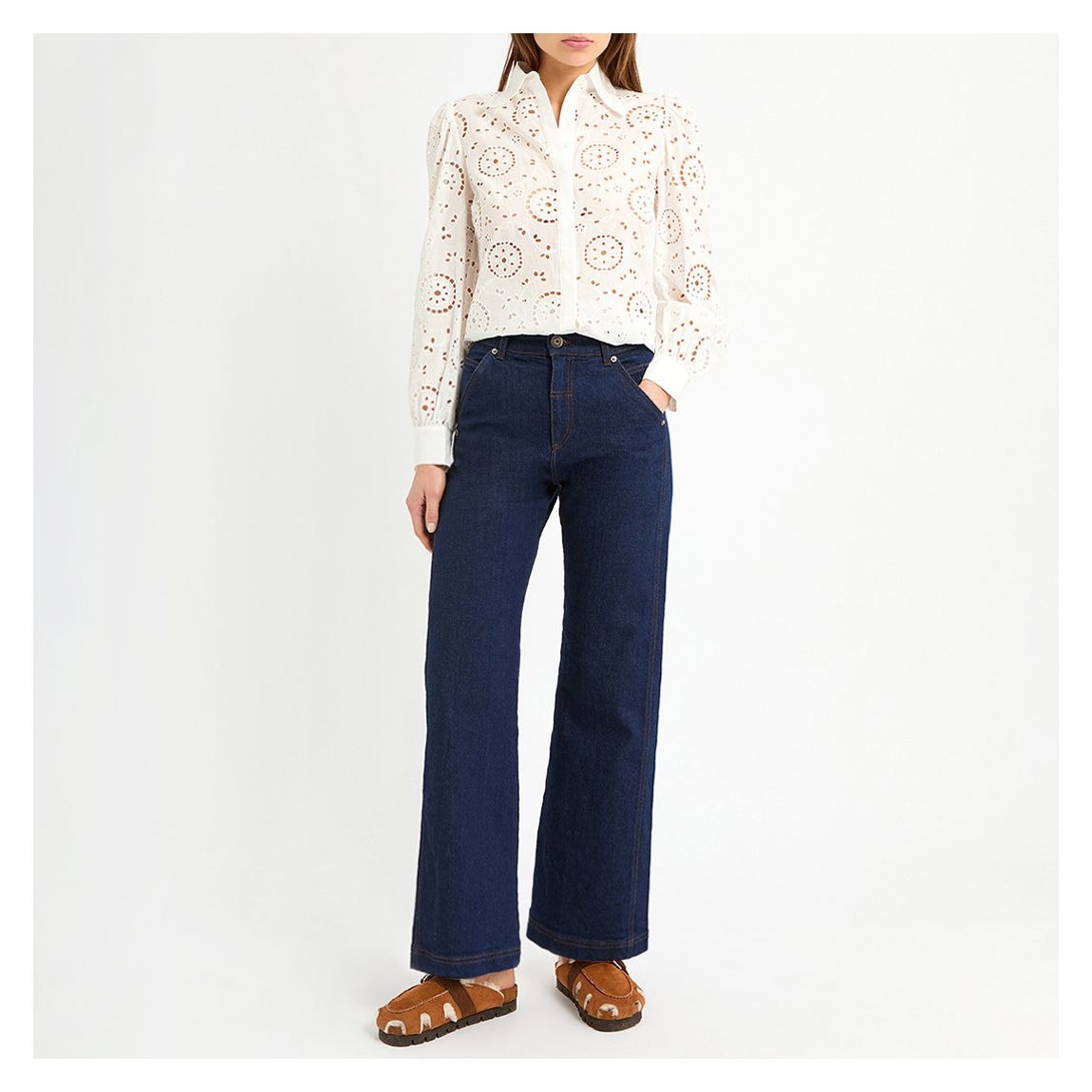 WHITE BRODERIE SHIRT
