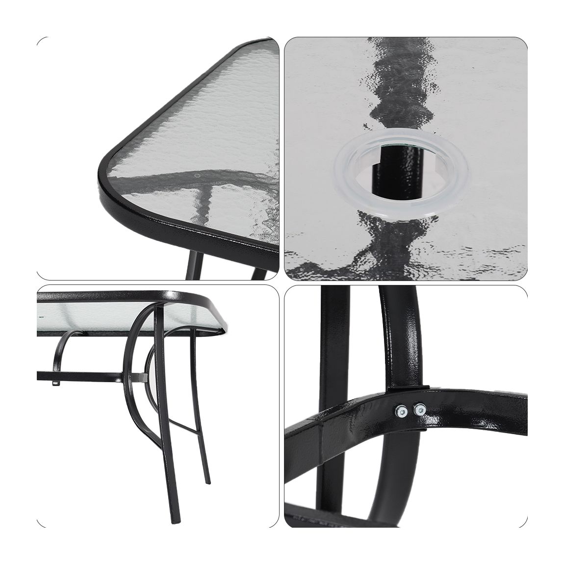 Tempered Glass Outdoor Coffee Table and 2 Set Rattan Chairs
