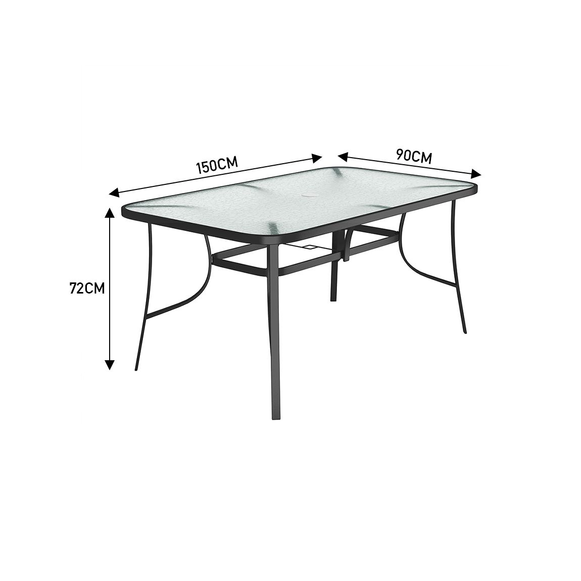 Tempered Glass Outdoor Coffee Table and 2 Set Rattan Chairs