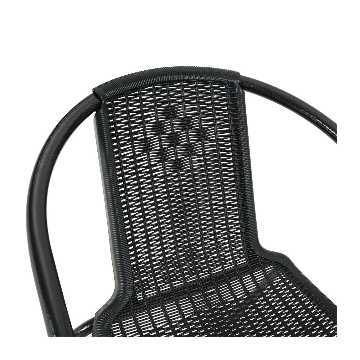 Tempered Glass Outdoor Coffee Table and 2 Set Rattan Chairs