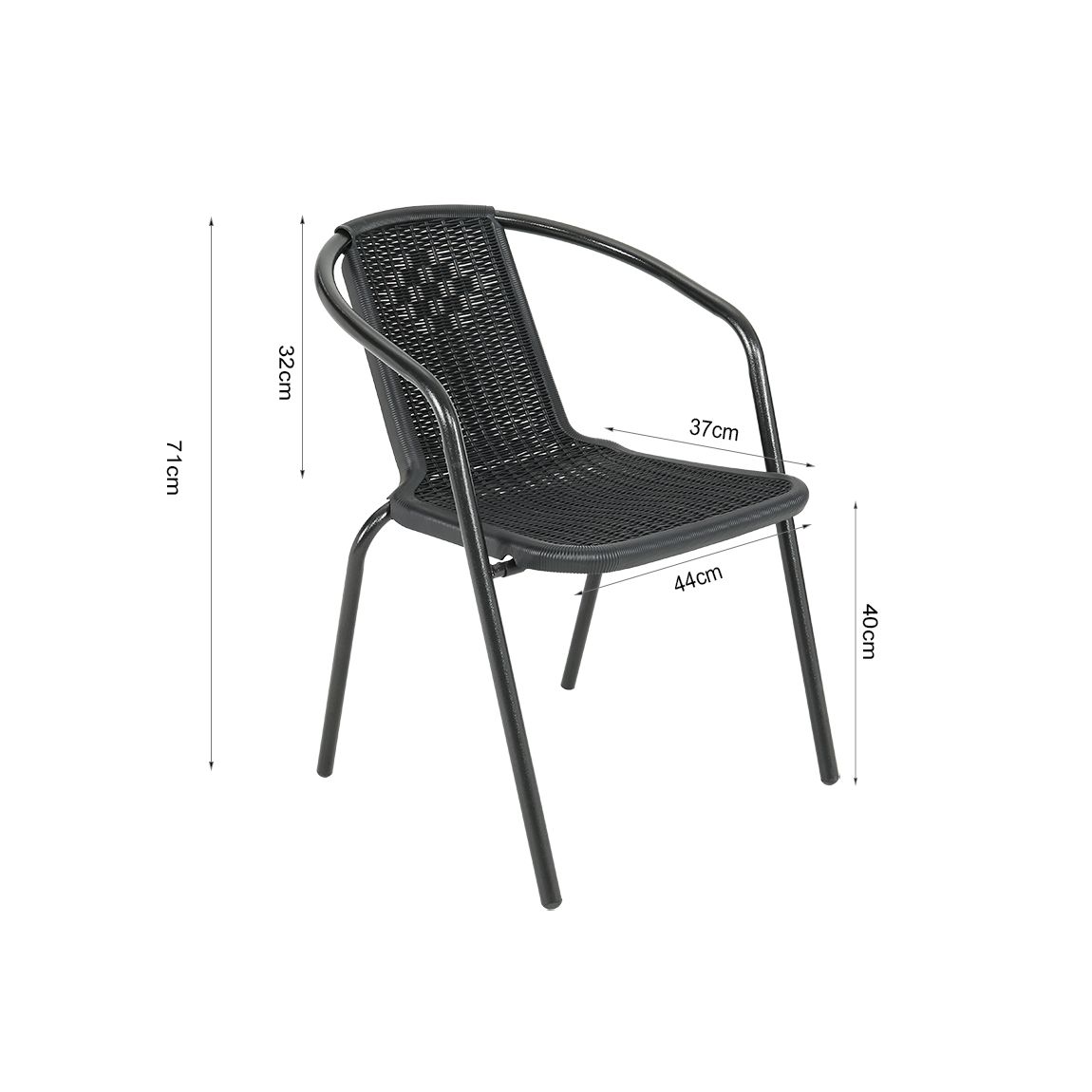 Tempered Glass Outdoor Coffee Table and 2 Set Rattan Chairs