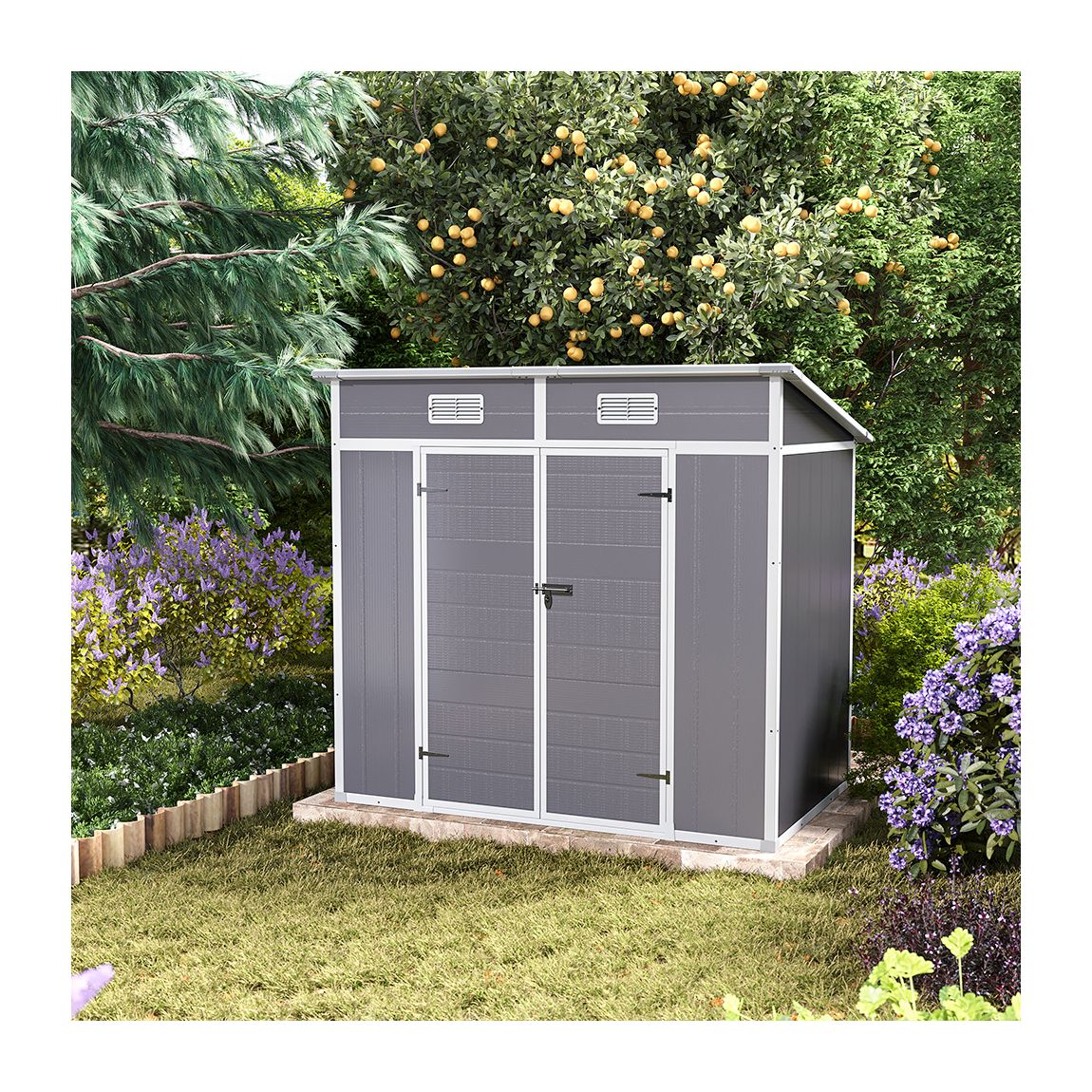 Light Grey Outdoor Plastic Garden Storage Shed