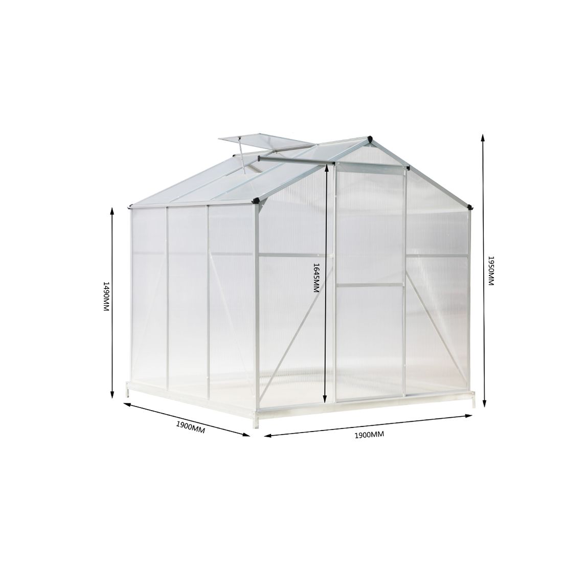 Silver Aluminium Frame Outdoor Small Greenhouse with Base