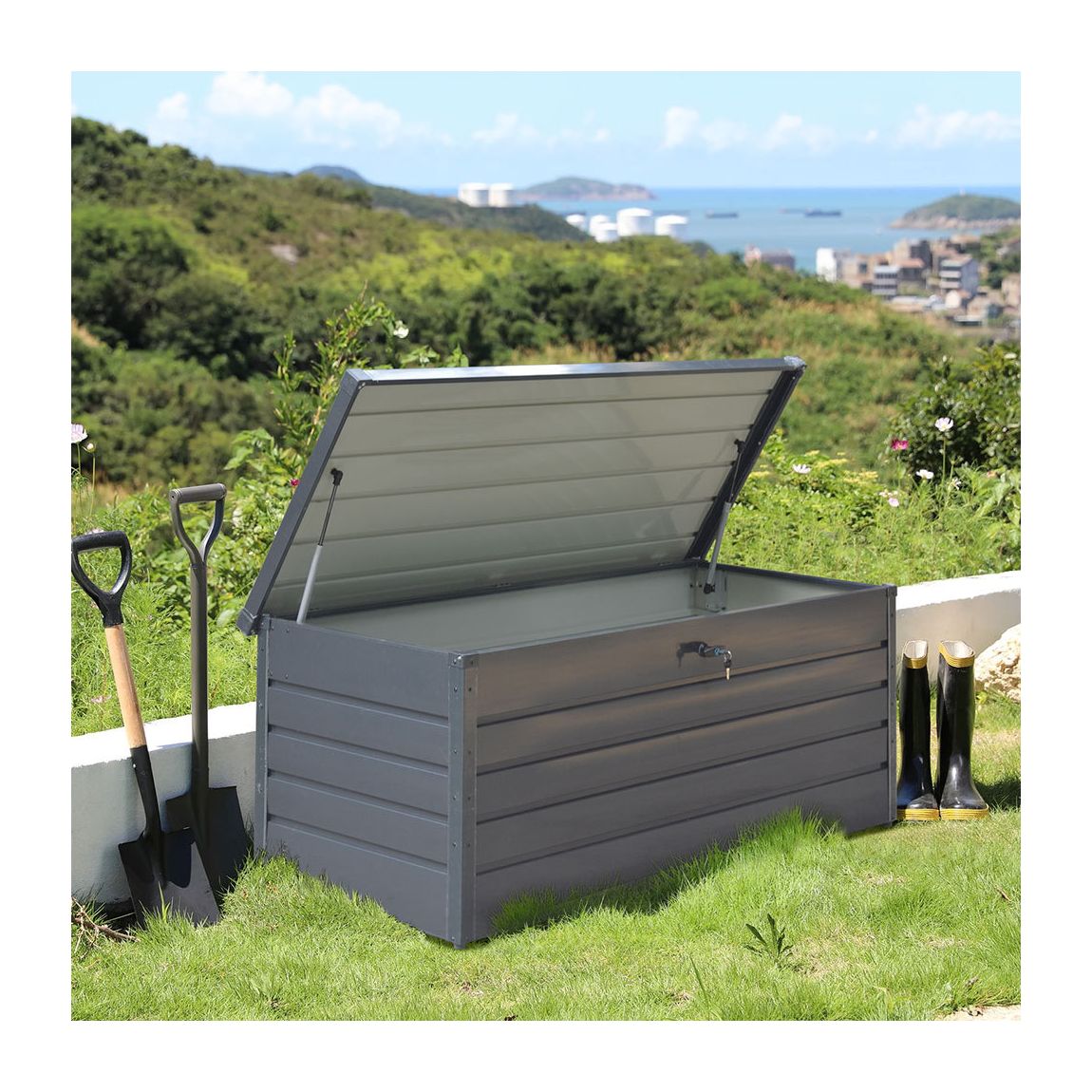 Anthracite Garden Lockable Metal Storage Box 600L