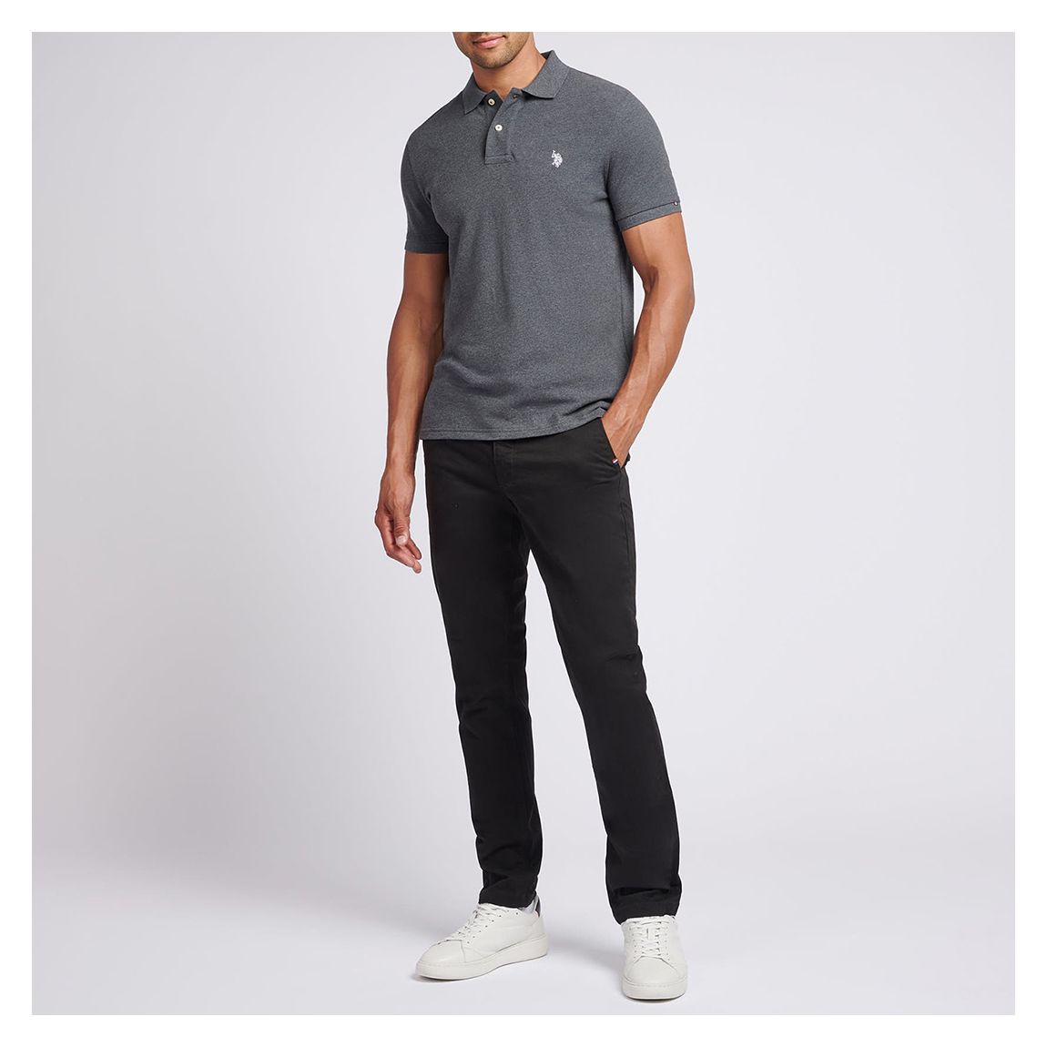 Slate Cotton Pique Polo Top