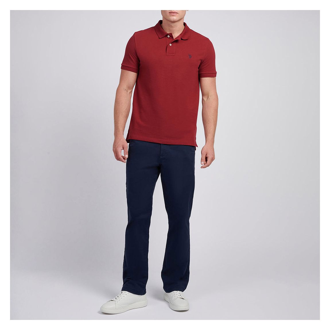 Red Cotton Pique Polo Top