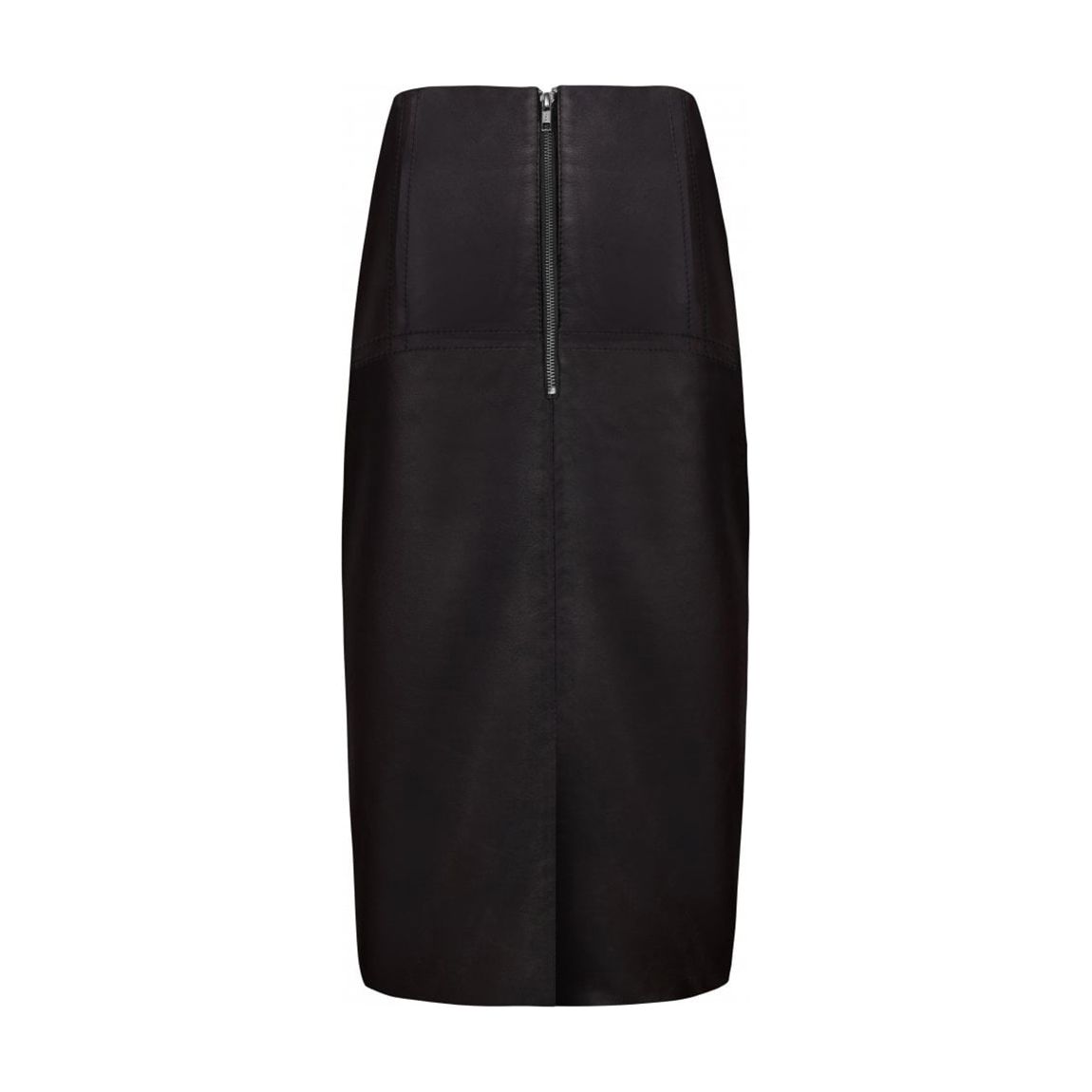 Black Longline Leather Pencil Skirt