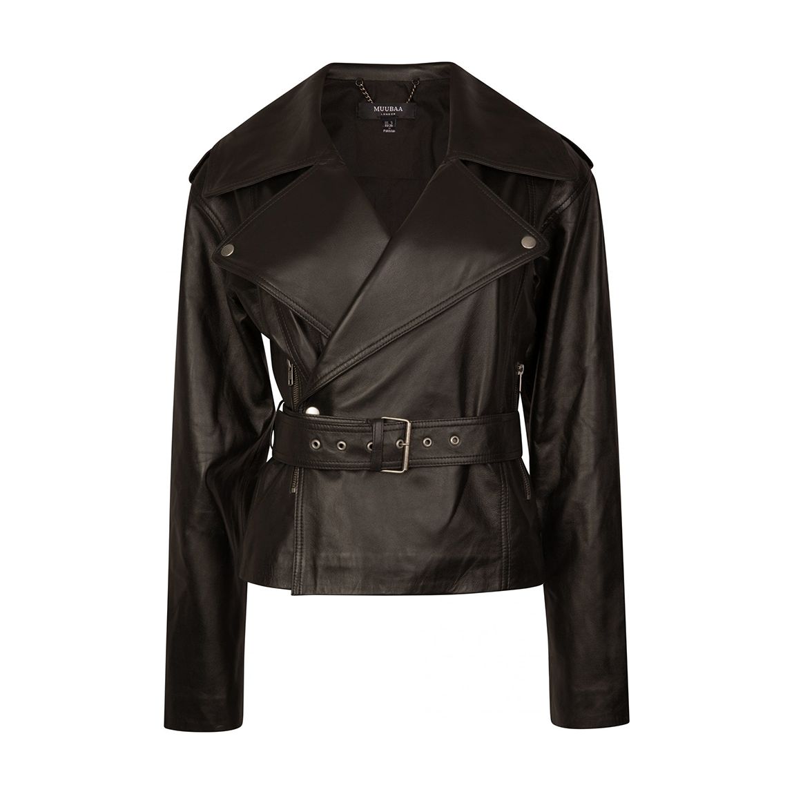 Black Wrap Leather Biker Jacket