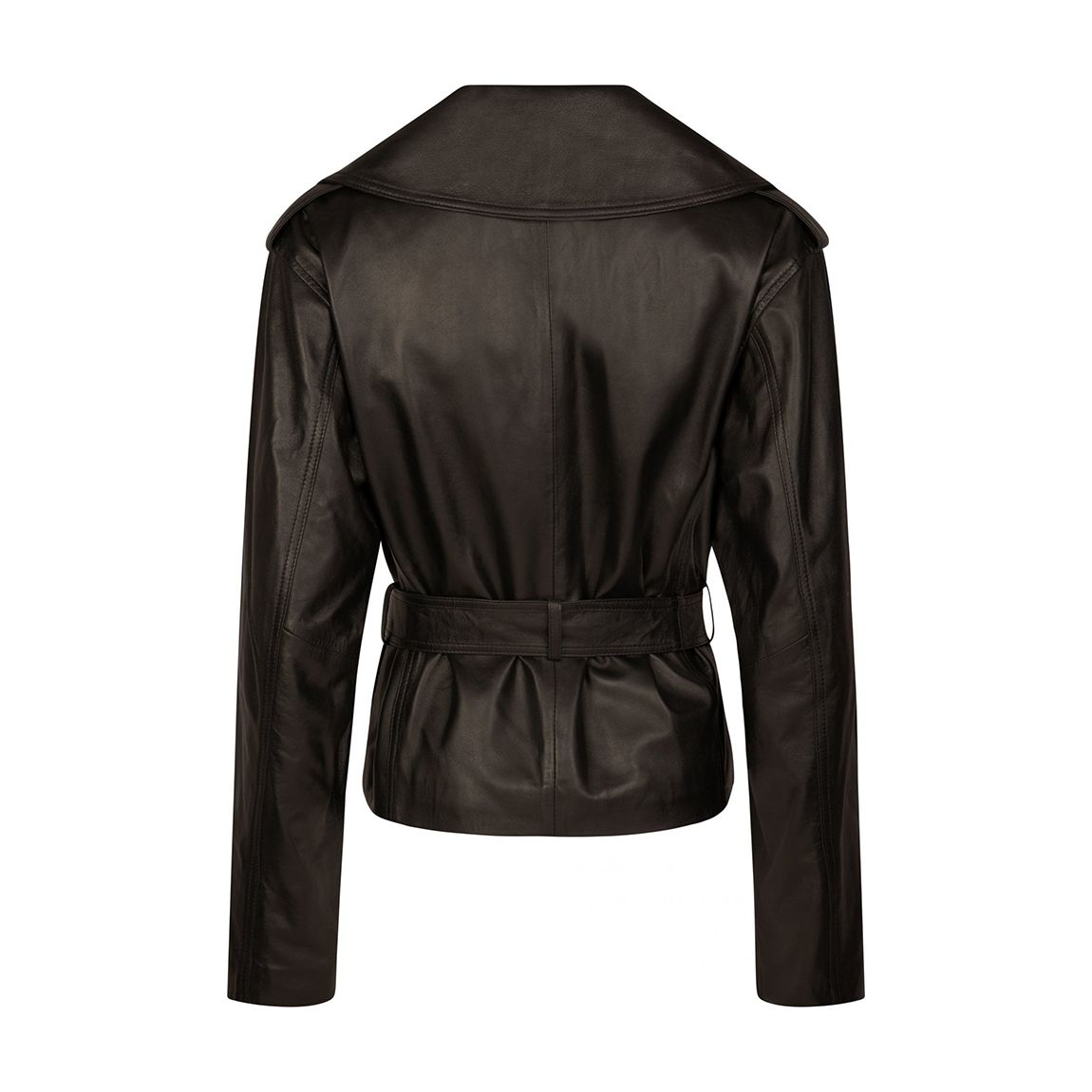 Black Wrap Leather Biker Jacket