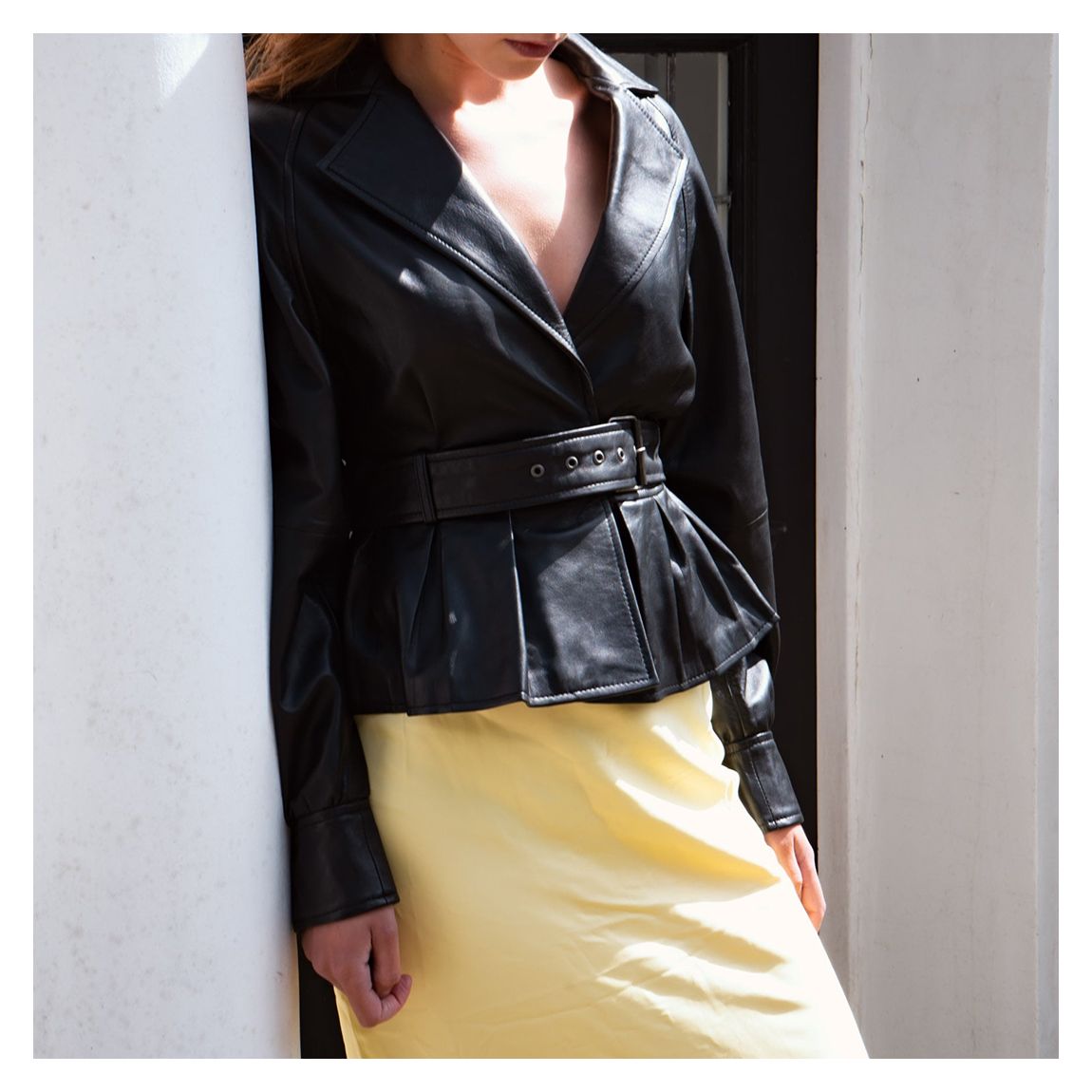 Black Wrap Leather Biker Jacket