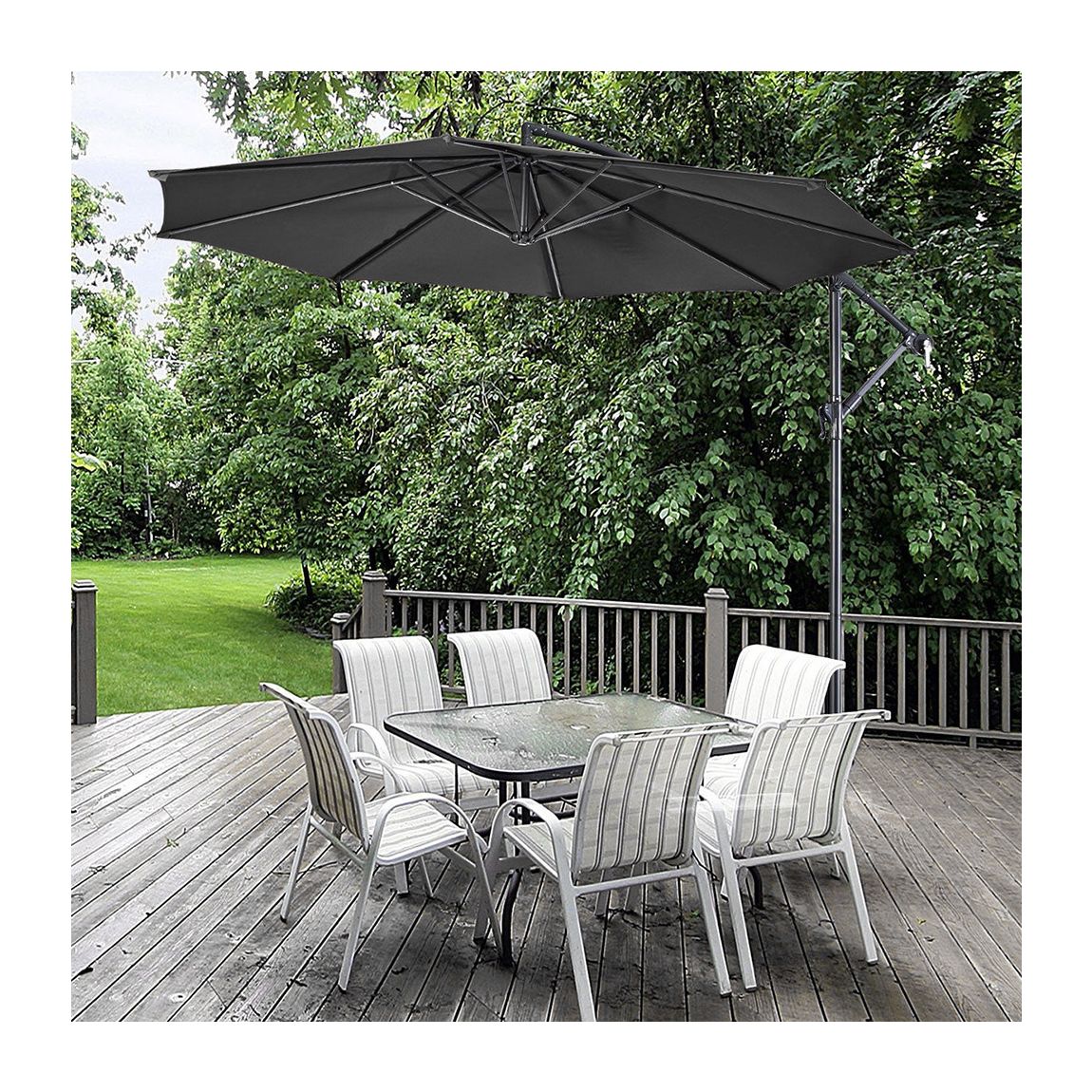 3M Garden Cantilever Parasol Outdoor Sun Umbrella with Base - Black