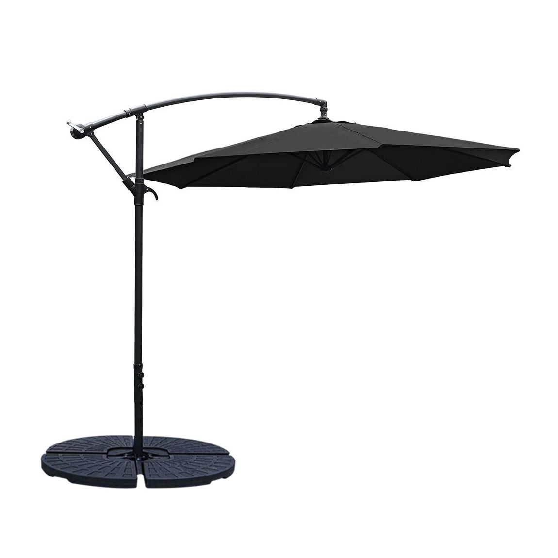 3M Garden Cantilever Parasol Outdoor Sun Umbrella with Base - Black