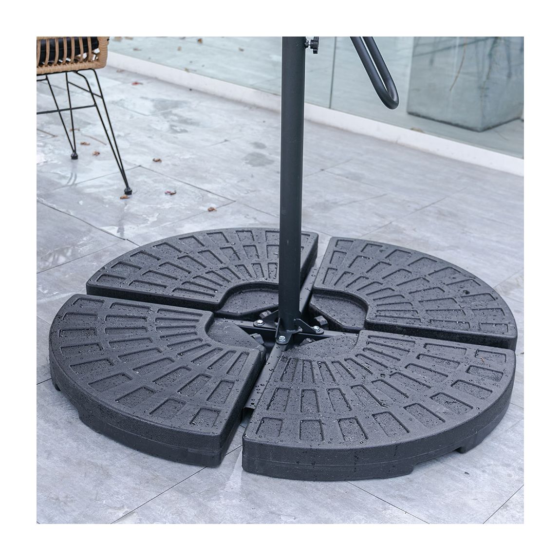 3M Garden Cantilever Parasol Outdoor Sun Umbrella with Base - Black