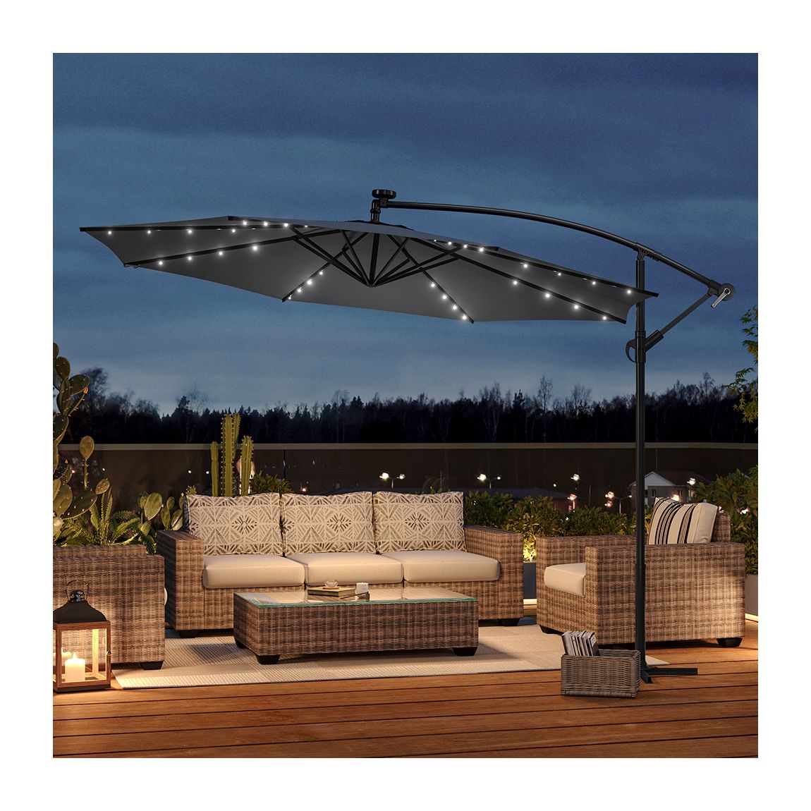 3m Cantilever Garden Parasol with LED Light（Base is not included）