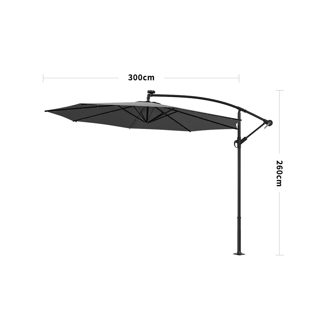 3m Cantilever Garden Parasol with LED Light（Base is not included）