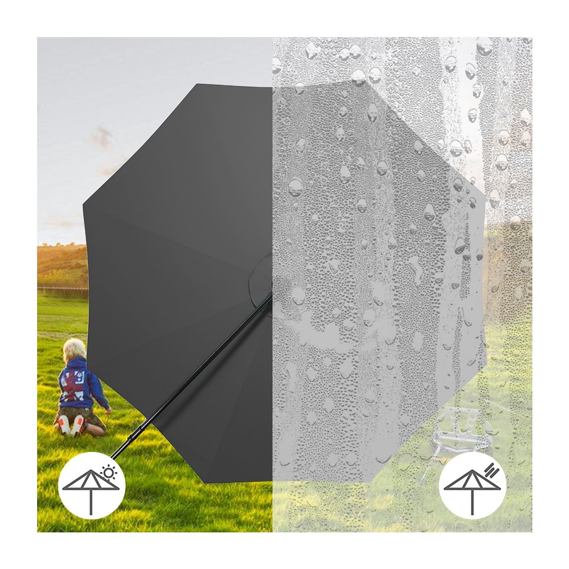 3m Cantilever Garden Parasol with LED Light（Base is not included）