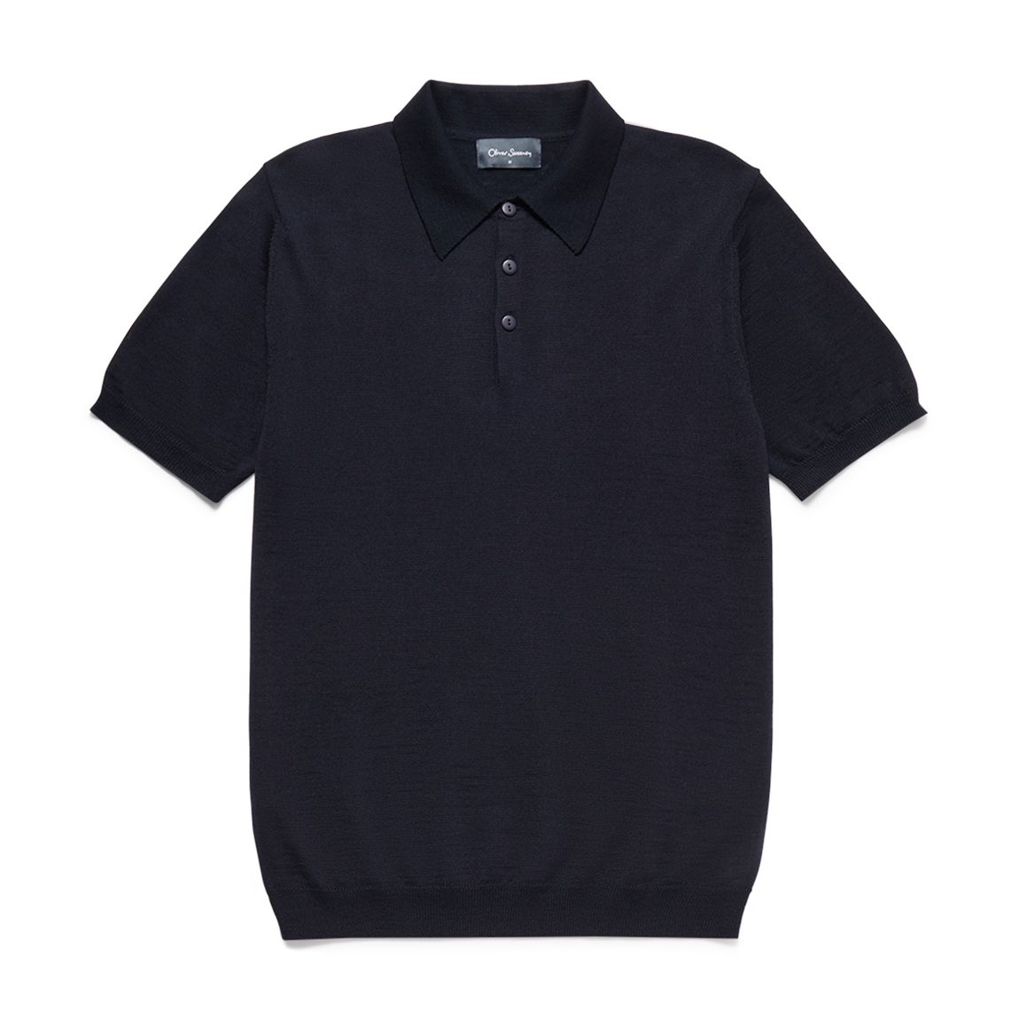 Navy Brawby Merino Wool Polo Shirt