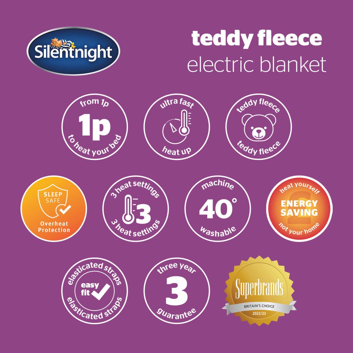 Silentnight Comfort Control Teddy Fleece Electric Blanket - King