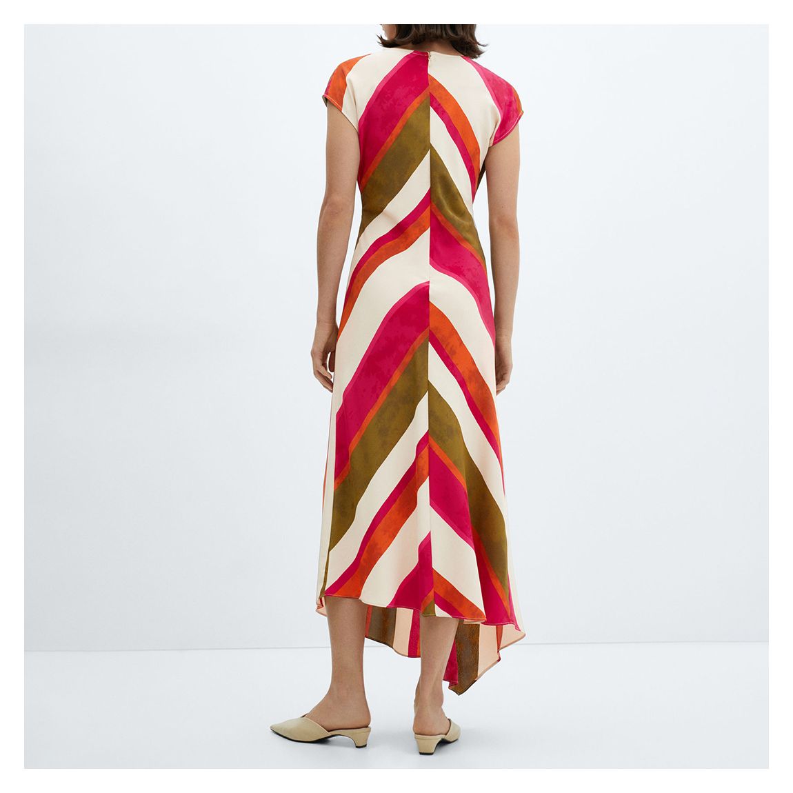 Ecru Cut-Out Striped Dress