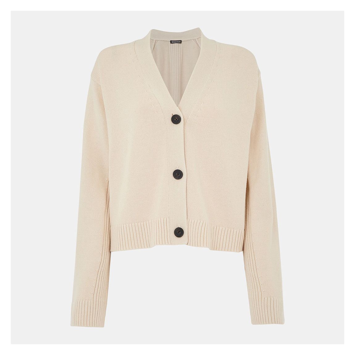 WHISTLES Black Nina Button Front Cardigan - BrandAlley