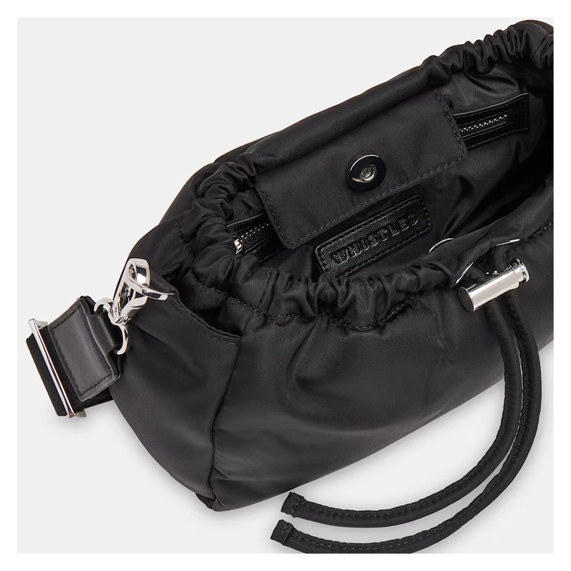 Black Benny Drawstring Crossbody Bag