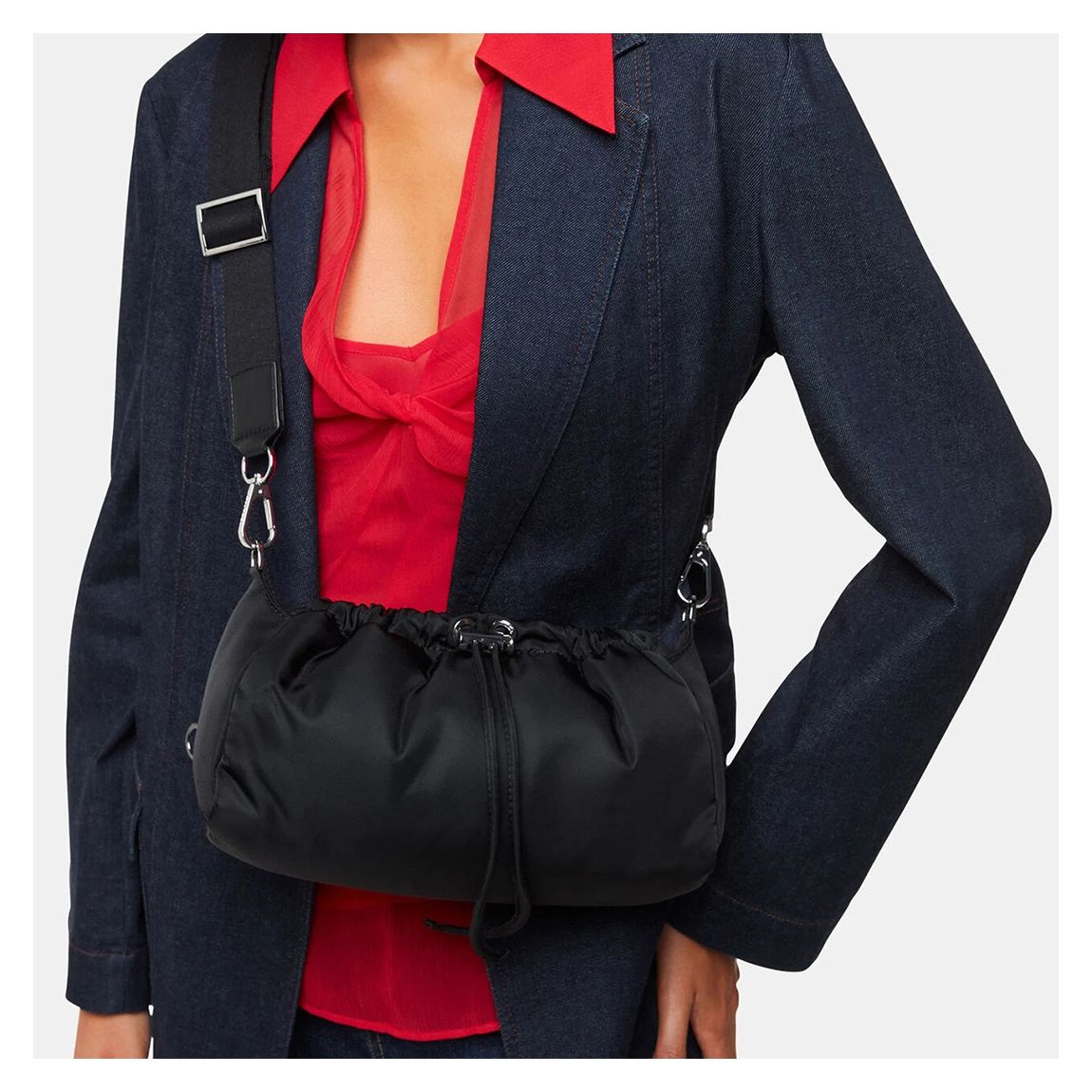 Black Benny Drawstring Crossbody Bag