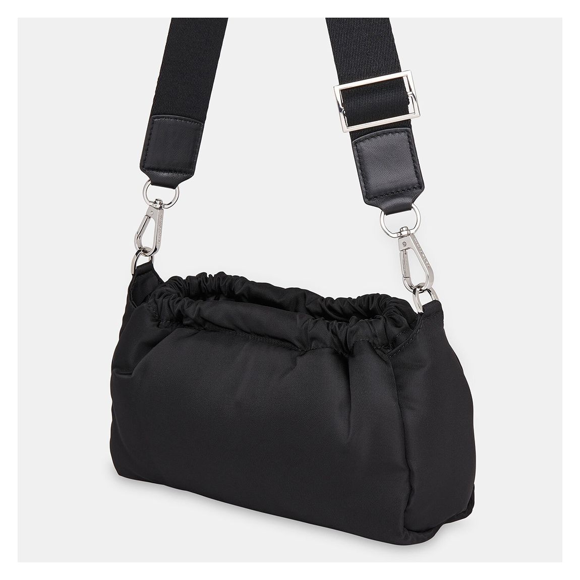 Black Benny Drawstring Crossbody Bag
