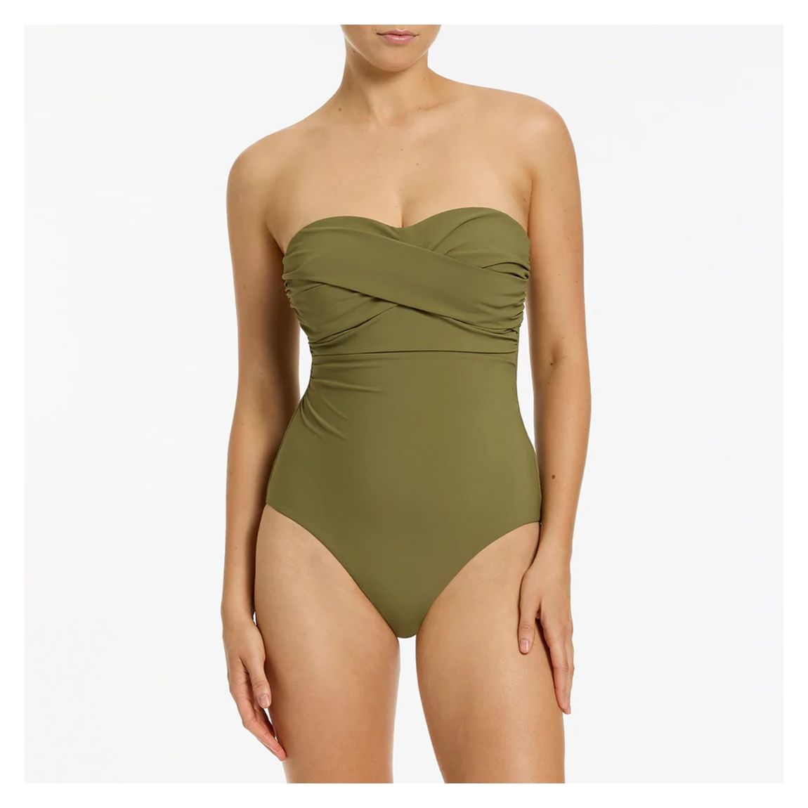 Moss Twist Front Bandeau Suit-D-DD
