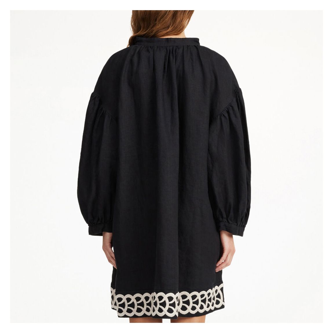 Black Linen Limonna Structured Mini Dress