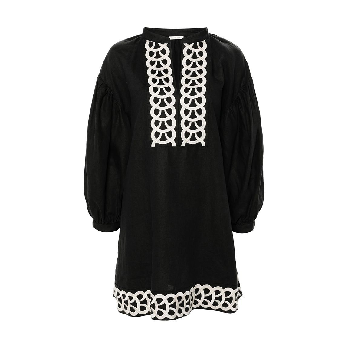 Black Linen Limonna Structured Mini Dress