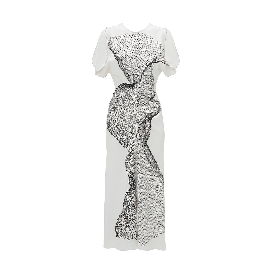 White Gathered Waist Midi Dress