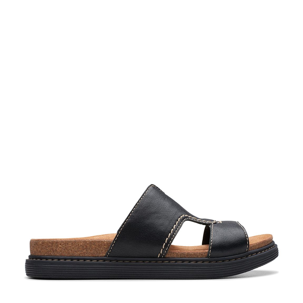 Black Arwell Sling Leather Wide Flat Sandals