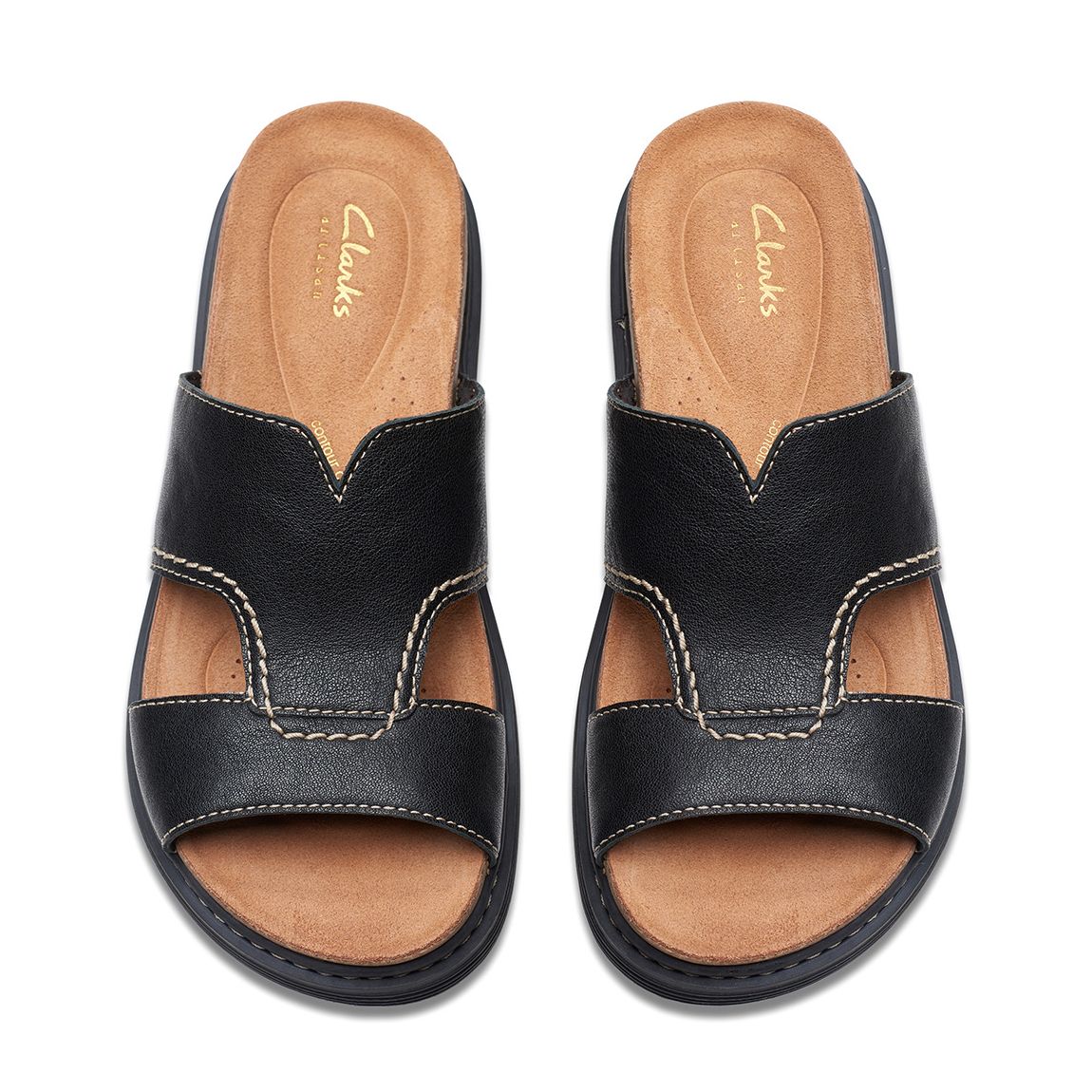 Black Arwell Sling Leather Wide Flat Sandals