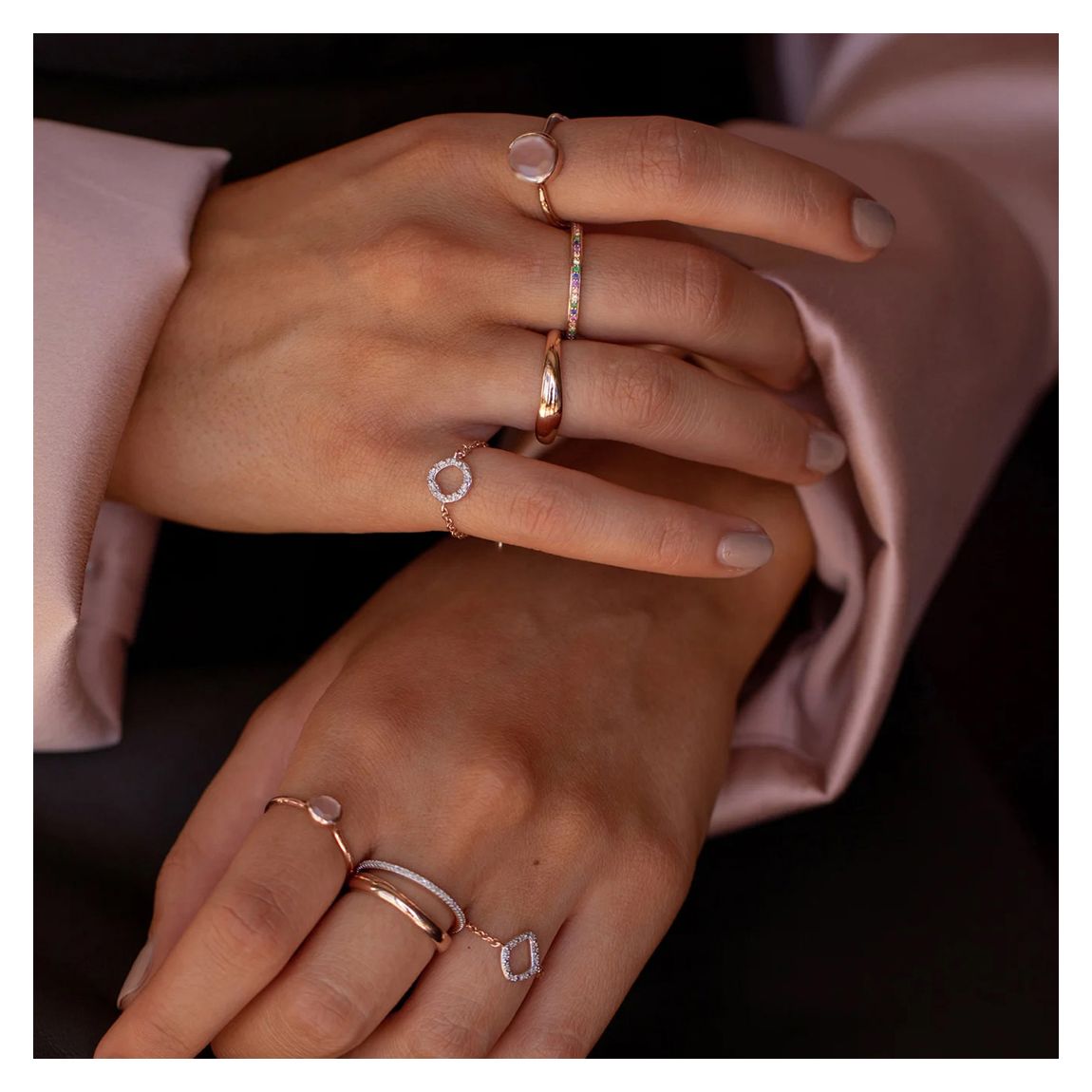 Rose Quartz Siren Stacking Ring