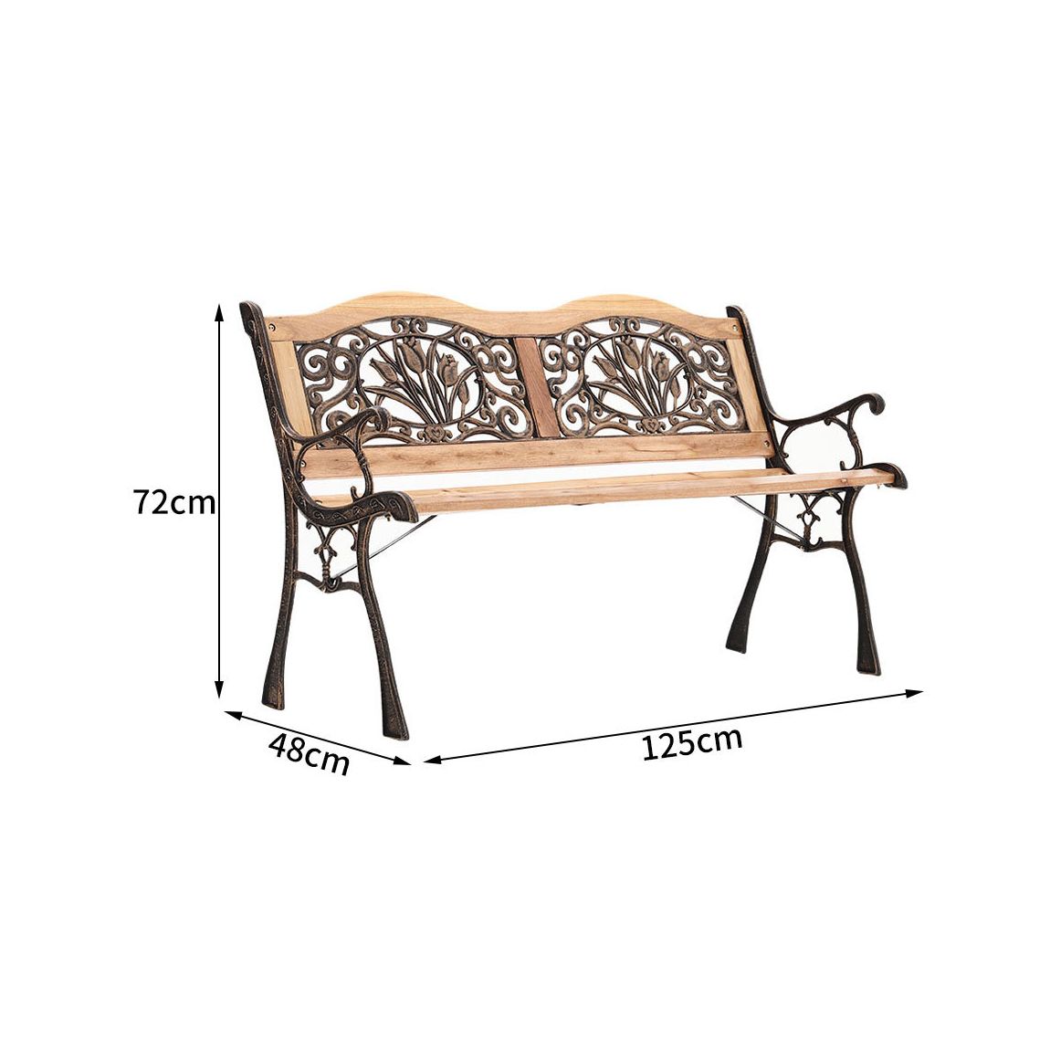 Wooden Metal Outdoor Bench