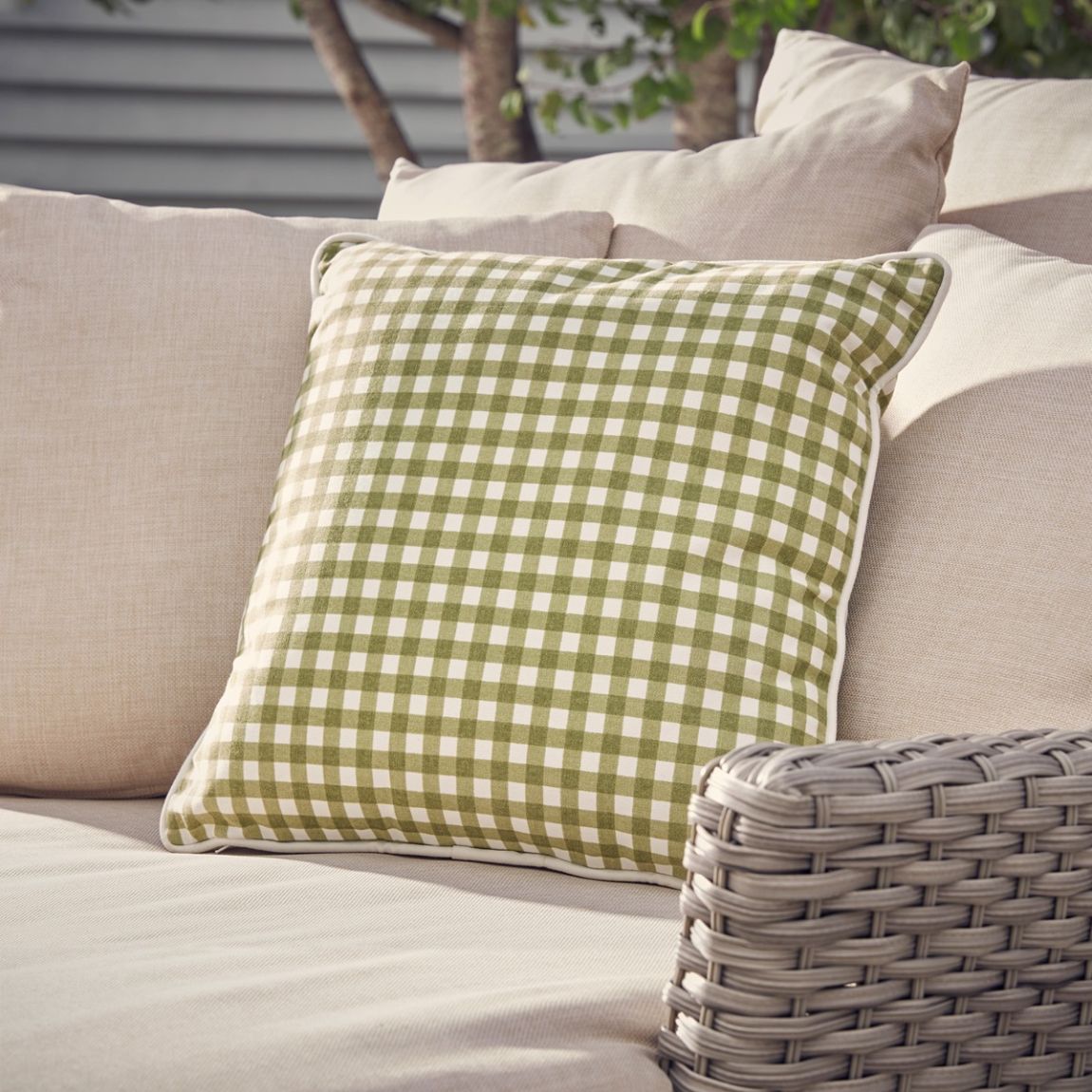 Sage Green Gingham Cushion 40x40cm