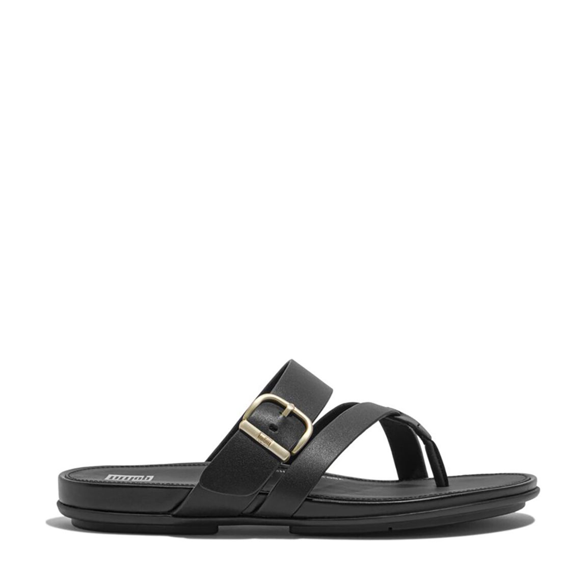 Black Gracie Leather Toe Post Sandals