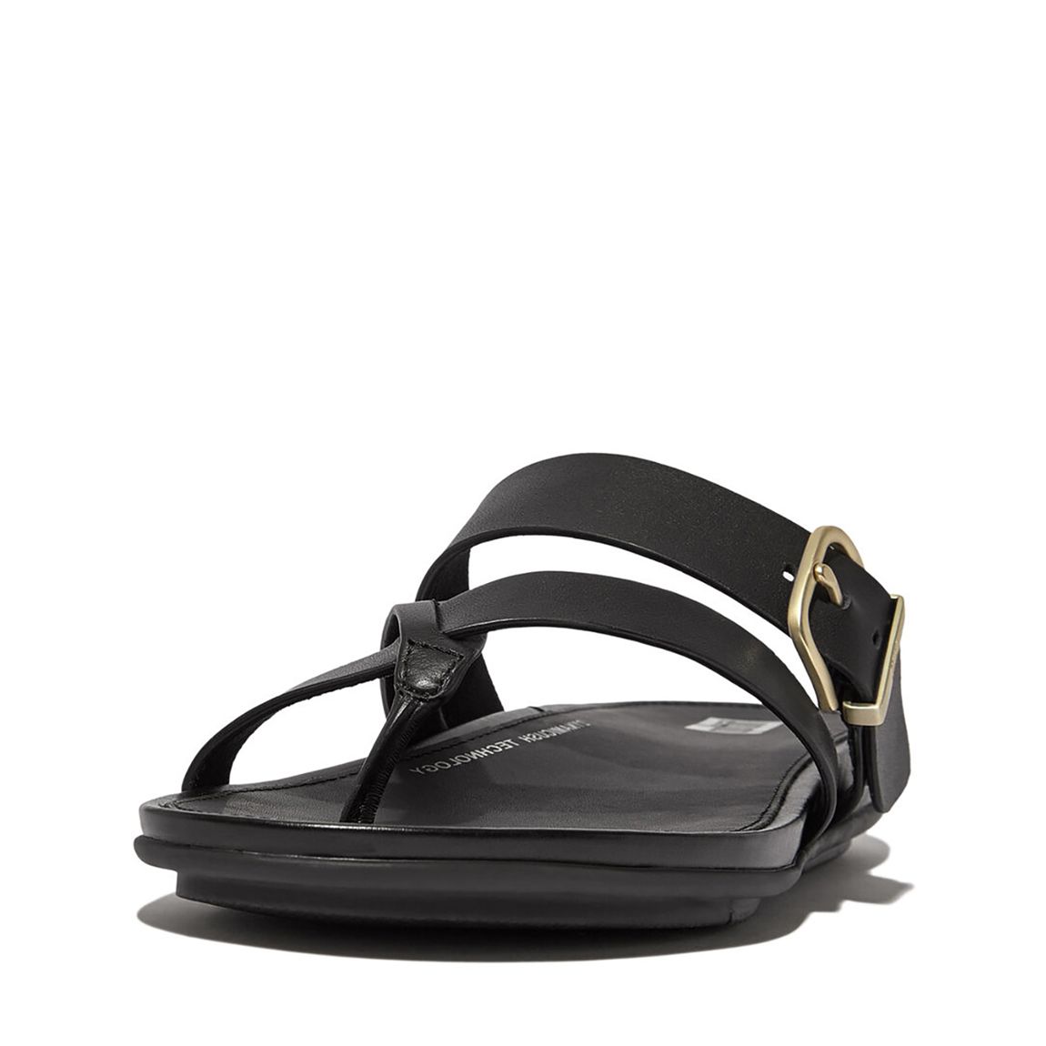 Black Gracie Leather Toe Post Sandals