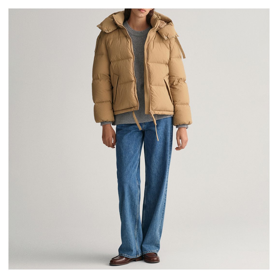 Beige Short Down Jacket